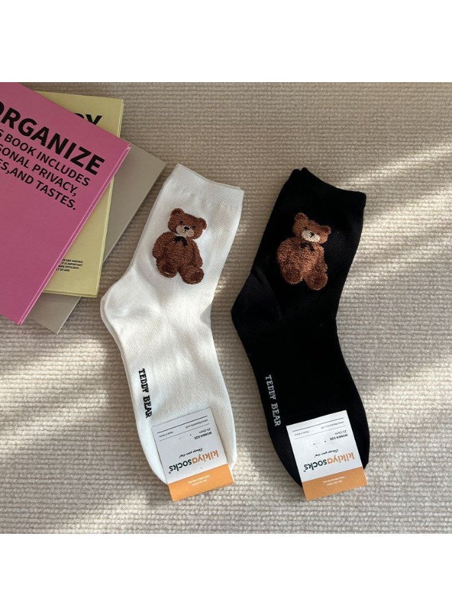 Women's Cotton Long Socks, Multi Color, Size 36-40 EU, Pack of 5 + 1 Pair Gift - Image 3